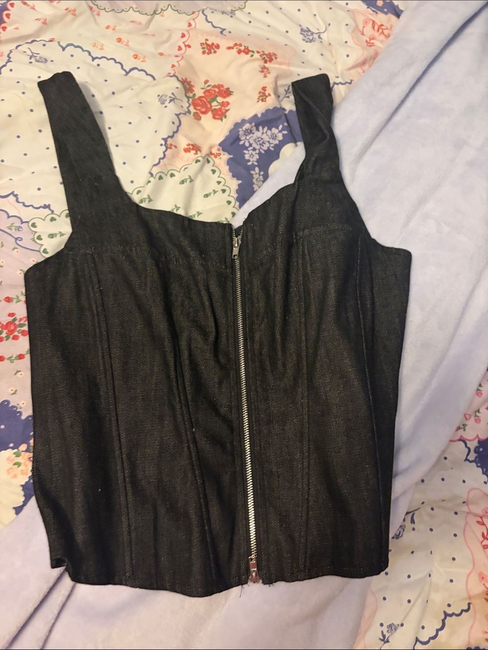 Fashion Nova Dark Denim Corset Top